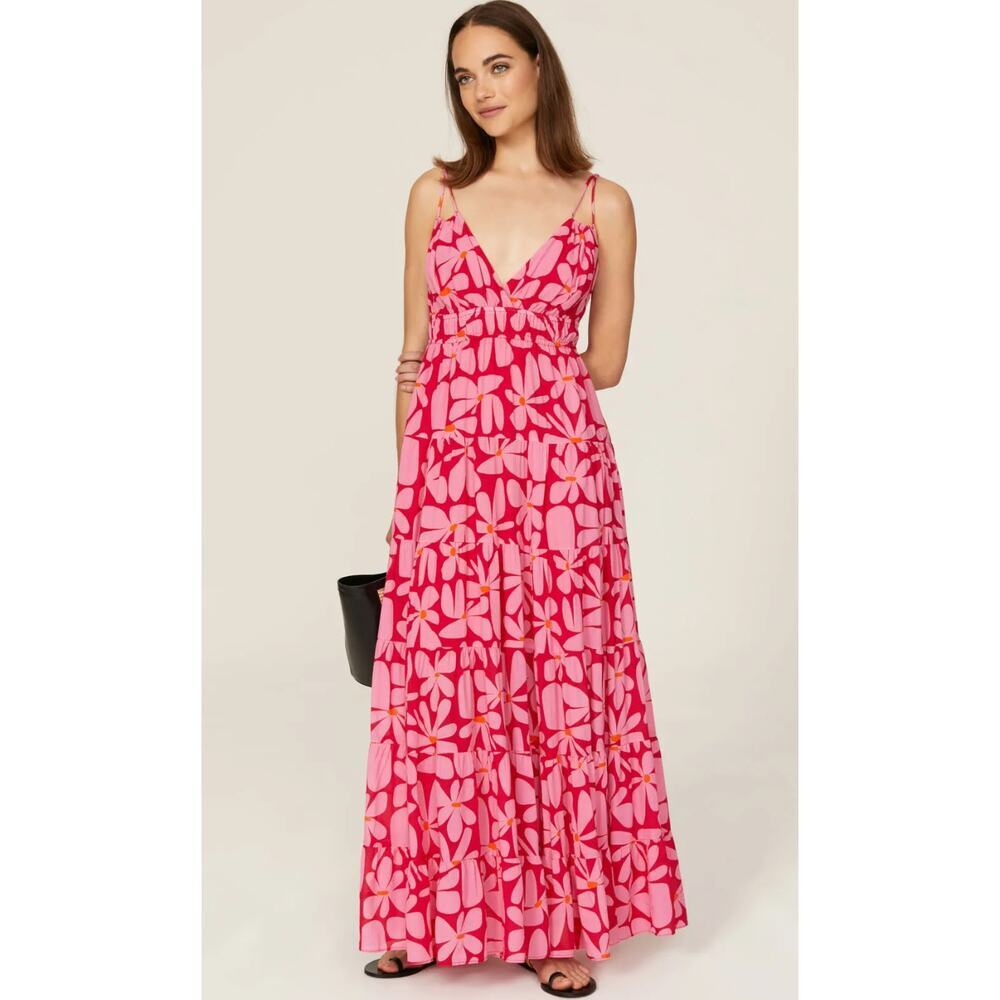 Hutch Swing Pink floral rayon Maxi Dress